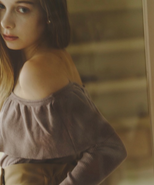 Luan（ルアン） ニット セーター 「Luan」フリルオフショルダーニット