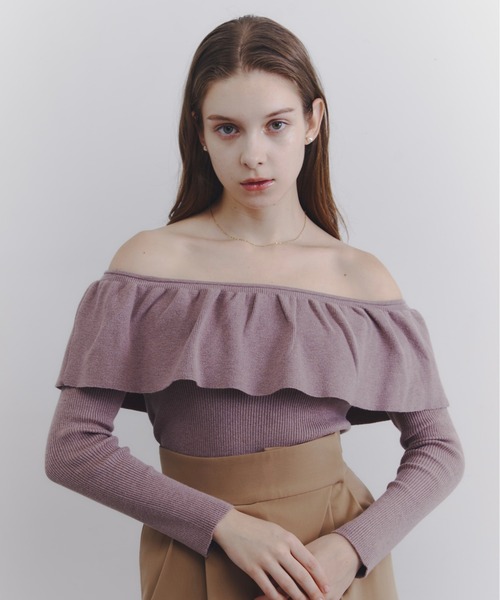 Luan ニット セーター 「Luan」フリルオフショルダーニット