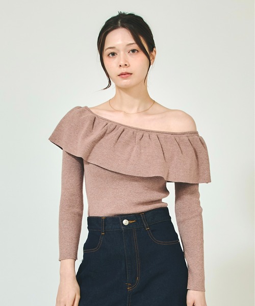 Luan（ルアン） ニット セーター 「Luan」フリルオフショルダーニット