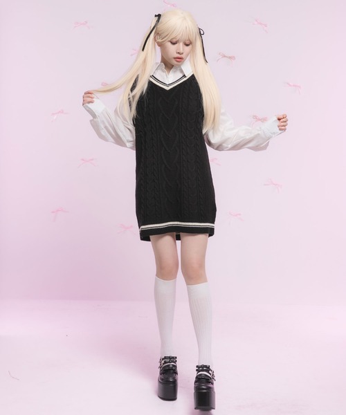 更にお値下げ‼️ 慈雨　 ドッキングベストワンピース DearMyLoveRose ワンピース シャツドッキングニットベスト