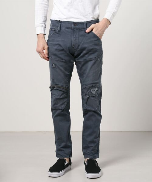 G-STAR RAW」 ダメージ加工デニムパンツ 29/30 グレー メンズ 