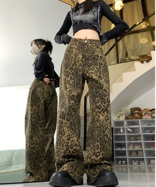 COMON＋ ジーンズ デニム デニムパンツ ヒョウ柄ストレート