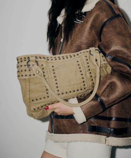 DTYYPE ショルダーバッグ バッグ ヴィンテージ風スタッズライン