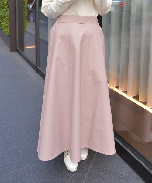 新品未使用　AMICA ピンク フレアスカート axes femme（アクシーズ ファム） スカート 合皮素材フレアスカート