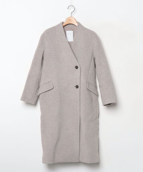 NOBLE ノーカラーコート NOBLE（ノーブル） ノーカラーコート 32 ベージュ レディース