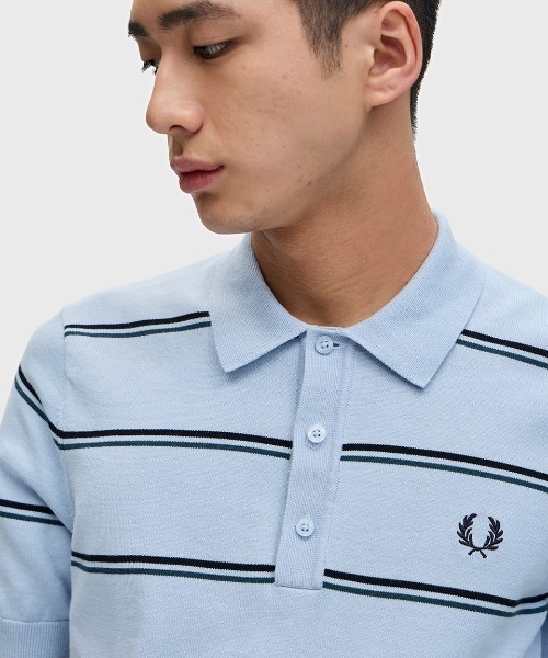 FRED PERRY ポロシャツ Striped Knitted Polo Shirt／ストライプ