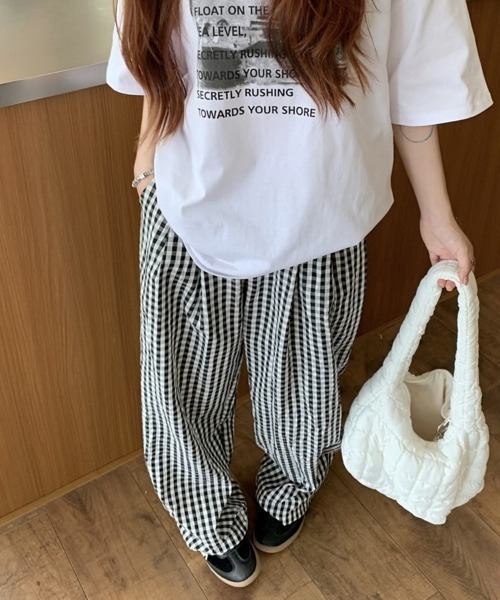 ギンガムチェック ルーズ パンツ 韓国 カジュアル メンズ cr9924 Ressaca パンツ ルーズシルエットギンガムチェック柄イージー