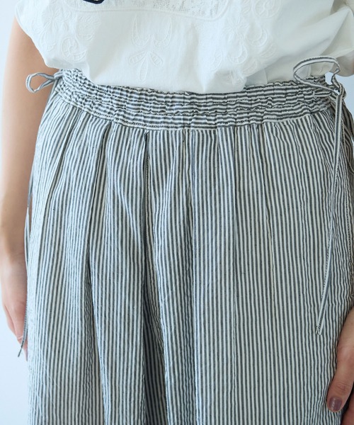 パンツ Yuuun ユニセックス)ストライプワイドバンディングパンツ