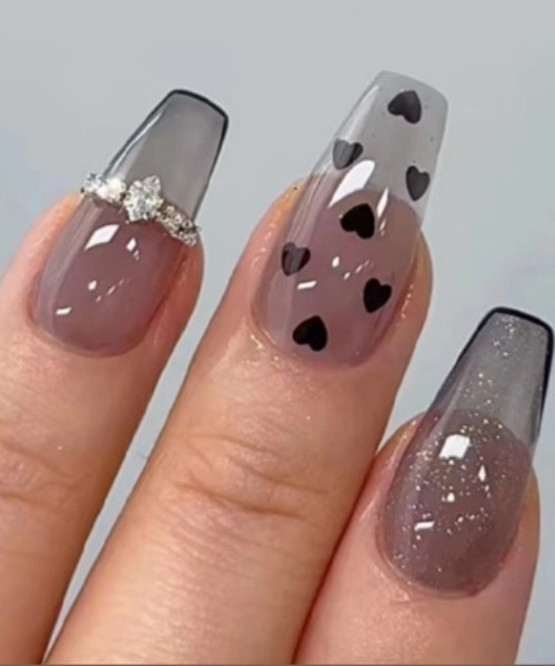 ネイルチップ ネイルシール グラデーションハートネイルチップ 