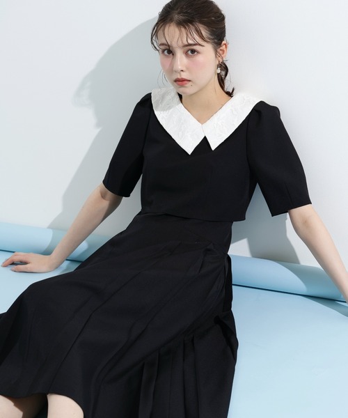 JILL by JILL STUART クラフトステッチワンピース バイカラーステッチフレアーワンピース | JILL by JILL STUART