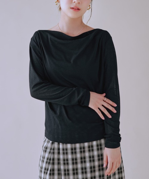 tシャツ ドレープシアーカットトップス 「低身長・小柄女性」 レディース