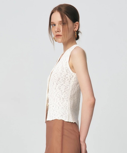KUME ベスト ジレ 夏 KUME/クメ Fitted Button Knitted Vest ベスト