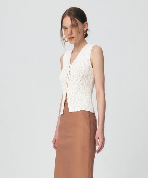 KUME ベスト ジレ 夏 KUME/クメ Fitted Button Knitted Vest ベスト