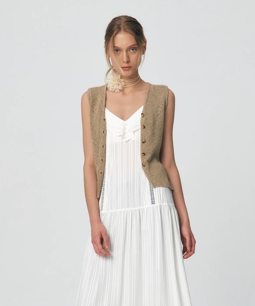 KUME ベスト ジレ 夏 KUME/クメ Fitted Button Knitted Vest ベスト