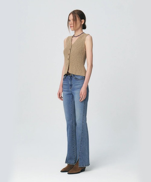 KUME ベスト ジレ 夏 KUME/クメ Fitted Button Knitted Vest ベスト