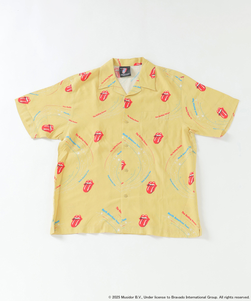 ローリング・ストーンズ　総柄半袖シャツ 美品 The Rolling Stones/ザ・ローリングストーンズ 半袖開襟
