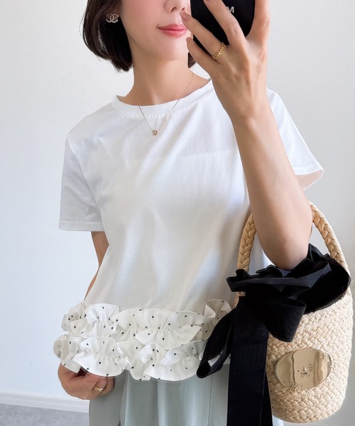 &. NOSTALGIA（ノスタルジア） tシャツ 「ZOZO限定」裾フリルTシャツ