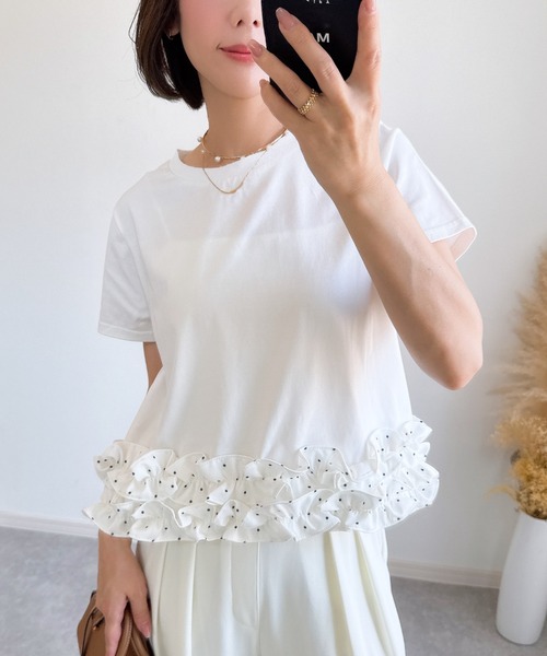 &. NOSTALGIA（ノスタルジア） tシャツ 「ZOZO限定」裾フリルTシャツ