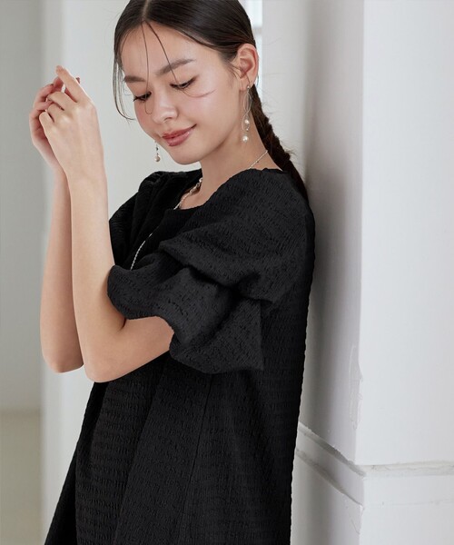 Tiaclasse tシャツ 半袖 変形バルーンスリーブカットソーチュニック 