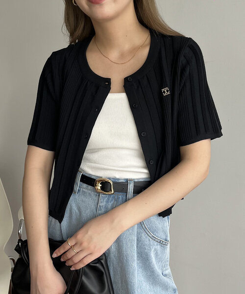 CAPRICIEUX LE'MAGE カーディガン ハーフスリーブ縦編み