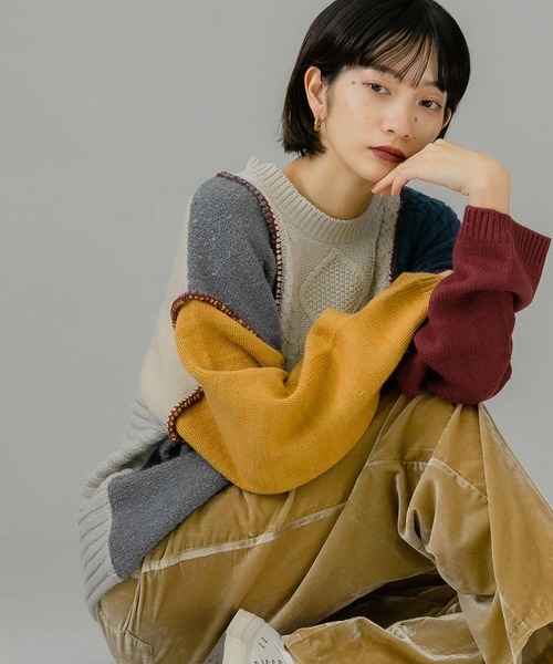 「KBF」 長袖ニット ONE グレー レディース_画像3