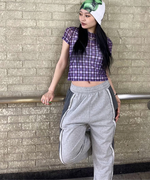 tシャツ シアーチェック Tシャツ レディース