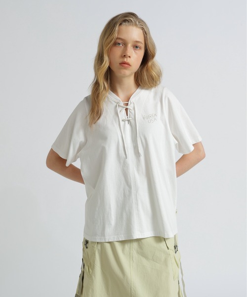 AVIREX tシャツ HALF SLEEVE BACK LAYERED GRAPHIC T-SHIRT
