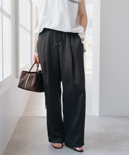 Spick＆Span パンツ 手洗い可 / ワッシャーサテンイージーパンツ