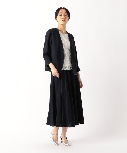 ジャケット ノーカラージャケット 「セットアップ対応」ナチュラルオックス ジャケット レディースの画像