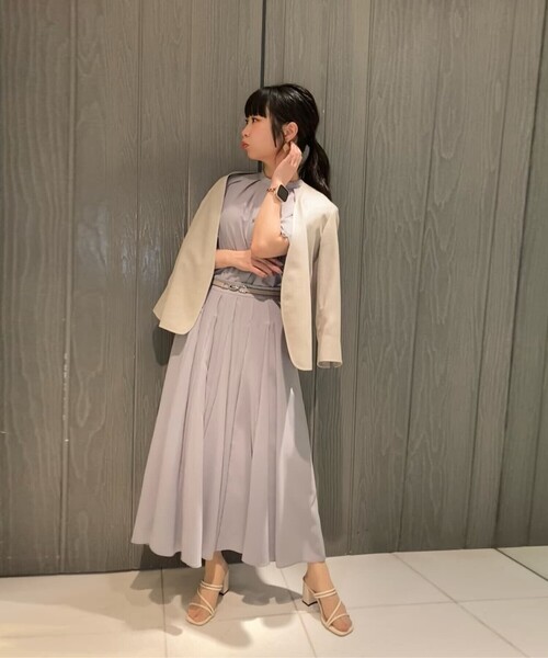 ジャケット ノーカラージャケット 「セットアップ対応」ナチュラルオックス ジャケット レディースの画像