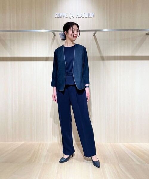 ジャケット ノーカラージャケット 「セットアップ対応」ナチュラルオックス ジャケット レディースの画像