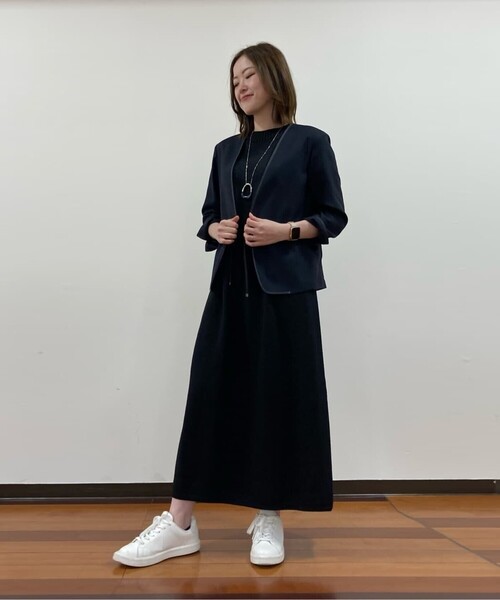 ジャケット ノーカラージャケット 「セットアップ対応」ナチュラルオックス ジャケット レディースの画像