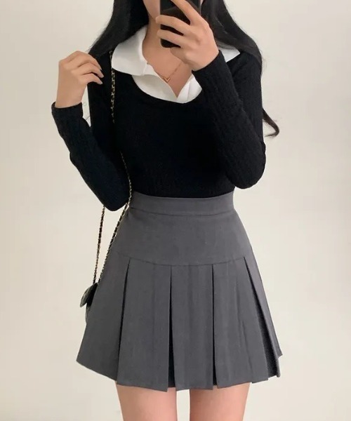 スカート ボックスプリーツミニスカート インナーパンツ付き