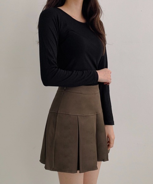 スカート ボックスプリーツミニスカート インナーパンツ付き