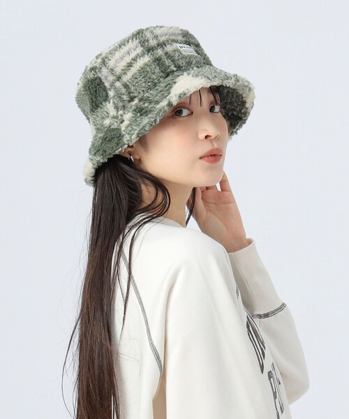 BEAMS - 値下げ！キャディベア バケットハット　グリーン BEAMS HEART 帽子 ハット チェック ボア バケットハット
