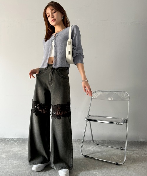 「mily bilet」 加工デニムパンツ LARGE ブラック レディース