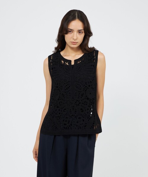 EPOCA（エポカ） ベスト ジレ フラワーエンブロイダリー ニットジレ