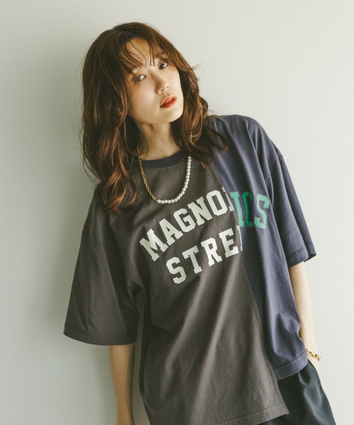 GLOBAL WORK（グローバルワーク） tシャツ 半袖 リメイク風プリントT