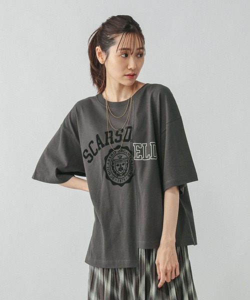 GLOBAL WORK（グローバルワーク） tシャツ 半袖 リメイク風プリントT