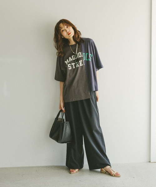 GLOBAL WORK（グローバルワーク） tシャツ 半袖 リメイク風プリントT
