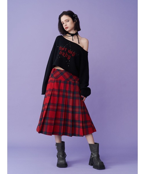 jouetie（ジュエティ） スカート ウールライクプリーツミドルチェック