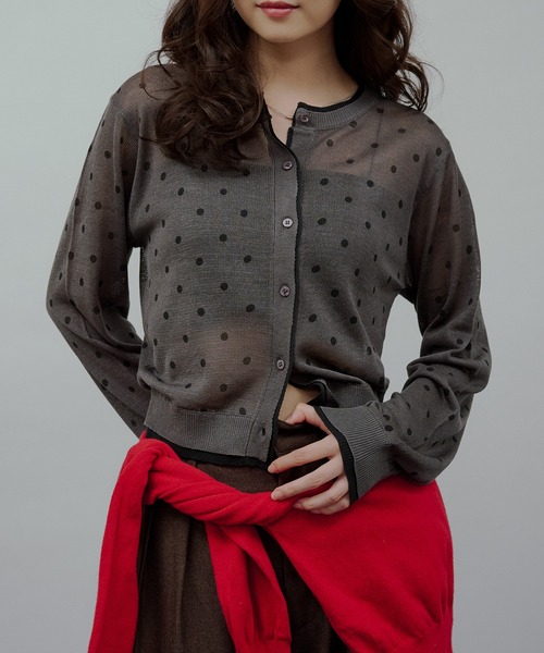 MUHET カーディガン layered-look crew neck sheer knit