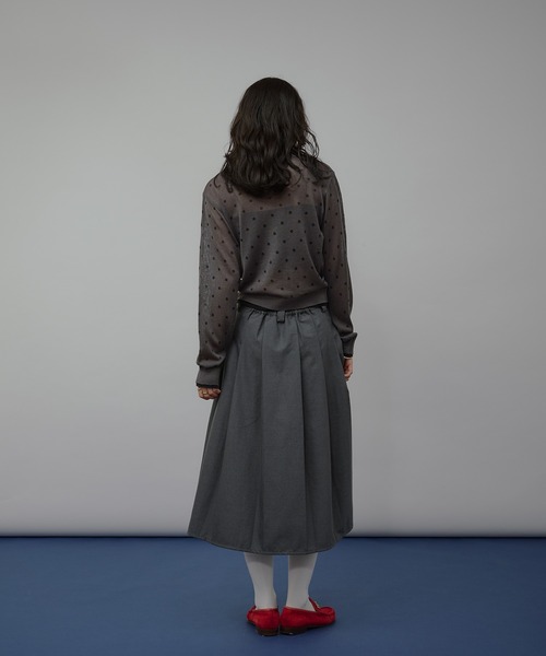 カーディガン layered-look crew neck sheer knit cardigan / レイヤード風シアーニットカーディガン レディー | MUHET | 18