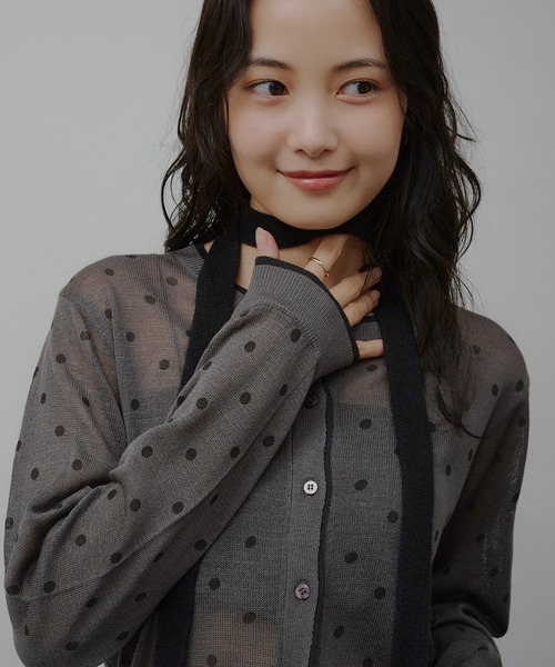 MUHET カーディガン layered-look crew neck sheer knit