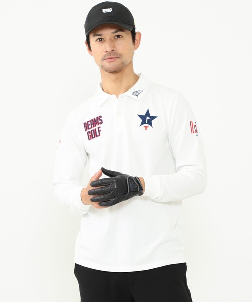 BEAMS GOLF」 長袖ポロシャツ LARGE ホワイト メンズ | HOUSEOFVANITY.COM