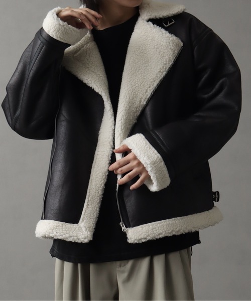 希少 美品 PIRA made in SPAIN ムートン コート ジャケット コート ジャケット ヴィンテージ加工PUフェイクムートンダブル