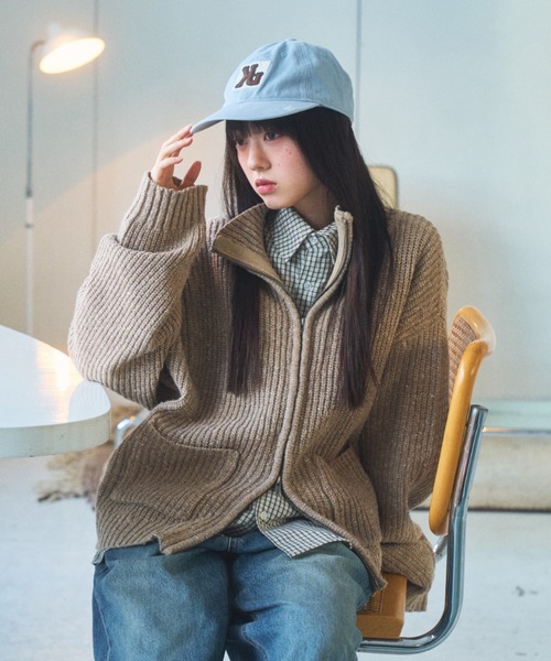 Elanque セーター ニット Full-zip nep knit/フルジップネップニット