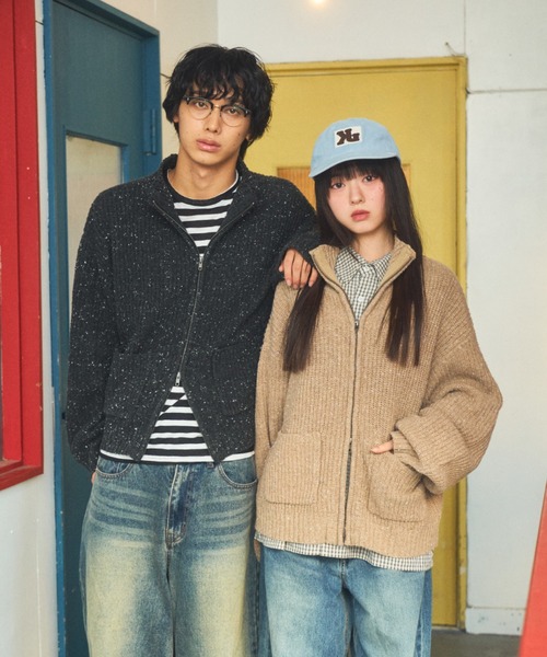 【確認用】ニット/セーター Elanque セーター ニット Full-zip nep knit/フルジップネップニット