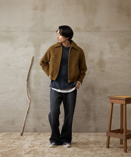 paradigm ブルゾン アウター 「paradigm」ウールライクボア襟付き