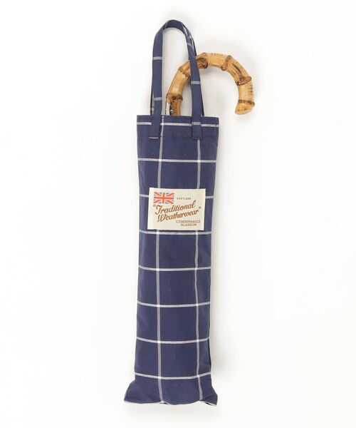 Traditional Weatherwear チェック柄折りたたみ傘 - ブルー レディース